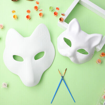  2Pcs Therian Mask Fox Cat Therian Mask for Adults White Blank  Fox Mask Hand Painted Animal Face Mask Halloween Mask DIY Mask Animal Party  Cosplay Costume : Clothing, Shoes & Jewelry