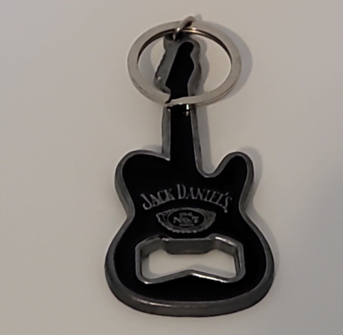Jack Daniels No. 7 Keychain Bottle Opener Metal Enamel Whiskey Guitar Key Ring - Picture 1 of 4