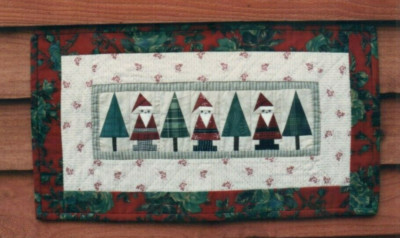 Santa In The Pines Wall Quilt Christmas Winter Pattern Primitive Folk Art