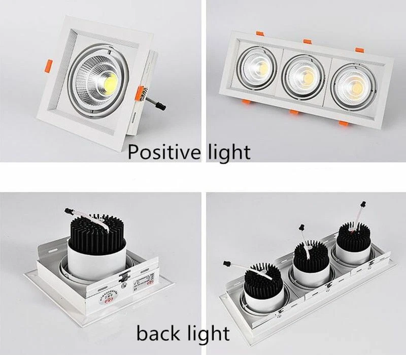 Dimmable Recessed Square Led Downlights Cob Ceiling Spot Lights Lamp