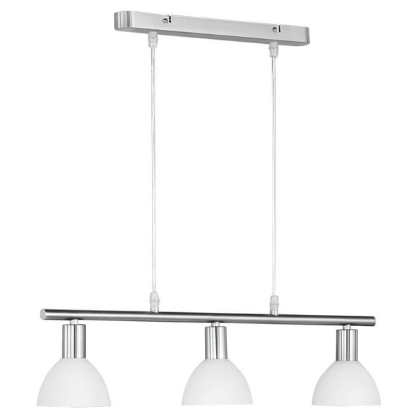 Pendelleuchte HäNgeleuchte Glas Opal Metall Nickel 3 Flammig Max.40W Reality-image