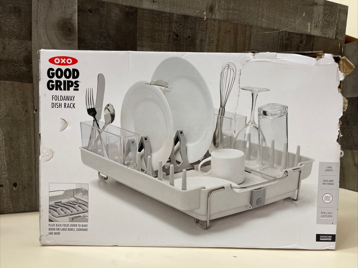 OXO 1473480 Good Grips Foldaway Stainless Steel Dish Rack for sale