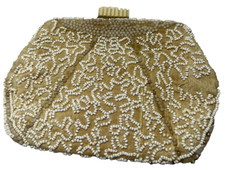 vintage K  G Charlet Paris New York Beaded Clutch Bag 5.5 X 4.5 W Mirror