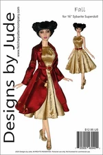 Fall Dress & Coat Doll Clothes Sewing Pattern for 16" Sybarite Superdoll Dolls