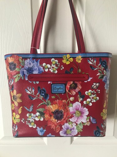 Brighton Tote Card Wristlet Blossom Hill Rouge Scarlet Poppy Red Floral Bag New - Picture 7 of 23