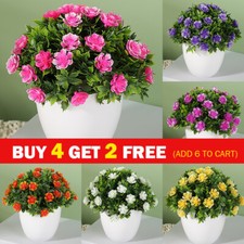 Image of Artificial Potted Flowers Fake False Plant Outdoor Garden Home In Pot Decor UK