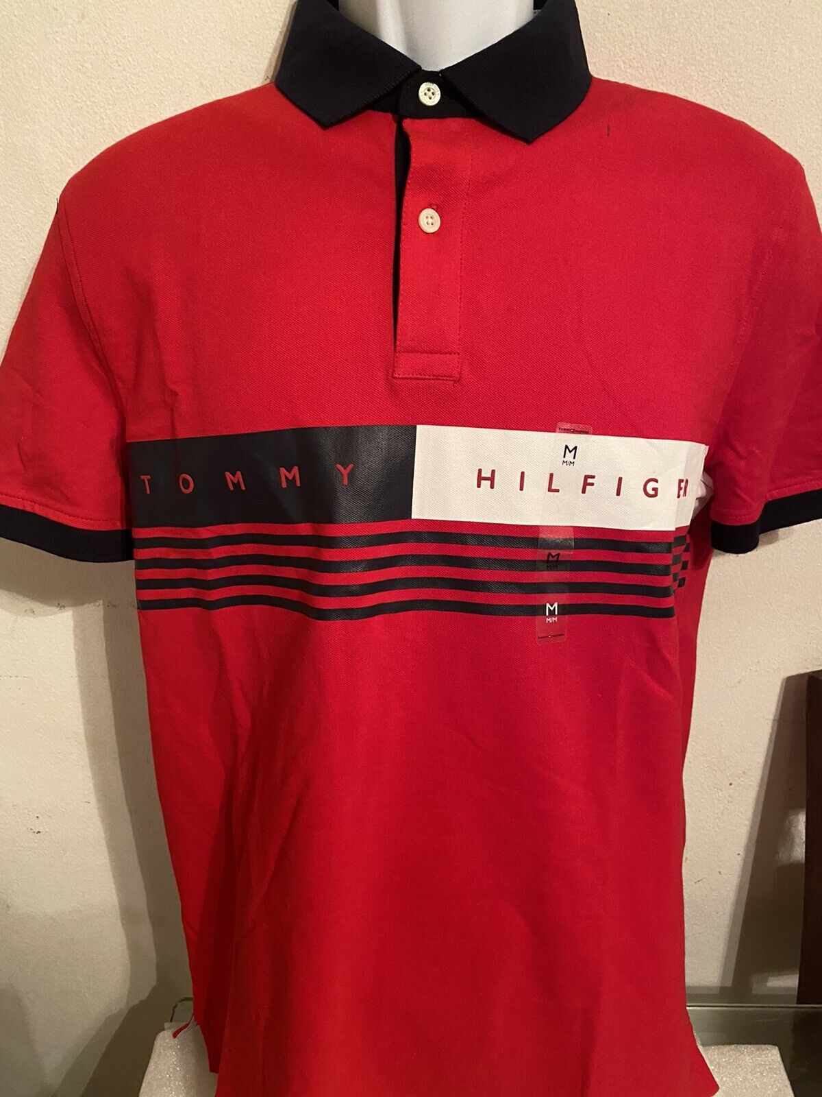 Men's Tommy Hilfiger Lucas Stripe Regular Fit Polo Shirt Red Size XL. | eBay