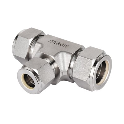 FITOK 316 SS 1 in x 1 in x 1/2 in Tube OD Compression Fitting Reducing Union Tee