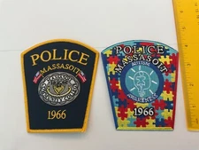 Police Massasoit Massachusetts Community College collectors patch set 2 pieces .