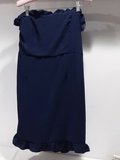 Lulu's  Strapless Dress size XL navy blue w/ruffle top and hem lined NWT