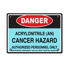Letrero metálico horizontal acrilonitrilo cáncer personal autorizado necesita respiradores