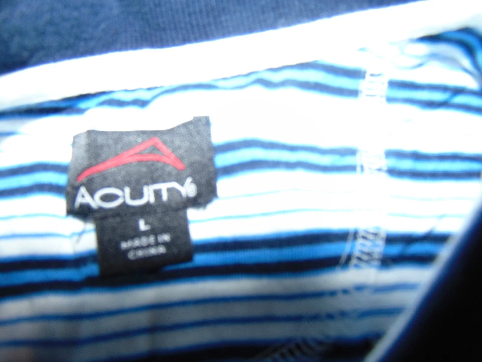 Camisa polo Acuity para hombre manga corta rayas azul blanco talla grande golf golf  Foto 3 de 4