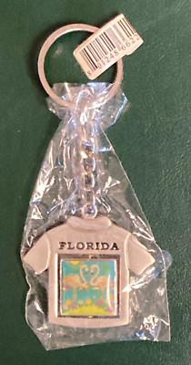 Unique Florida Flamingos & Dolphins Spinner T-Shirt Keychain New