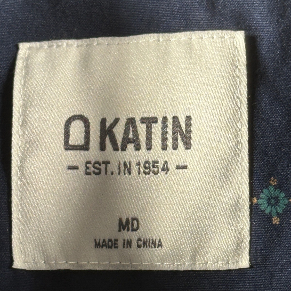KATIN Blue Button Up Shirt Mens Short Sleeve Geometric Pocket Polo
