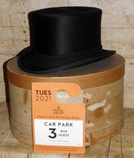 Vintage Boxed Black Fur Felt Top Hat - Size 7 1/4 / 59cm By Patey London - Ascot