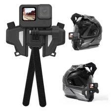 TELESIN Full-Face Helmet Chin Mount Butterfly Strap GoPro, DJI, Insta360 Silver