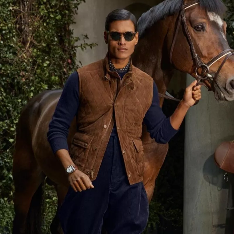 Ralph lauren quilted suede sale vest