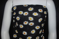 Modal 100 Knit Jersey Fabric Ecofriendly 6 oz Semisheer Daisy Flowers Black