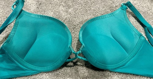 Victorias Secret Bombshell Rhinestone Bra Teal 34A - Picture 5 of 6