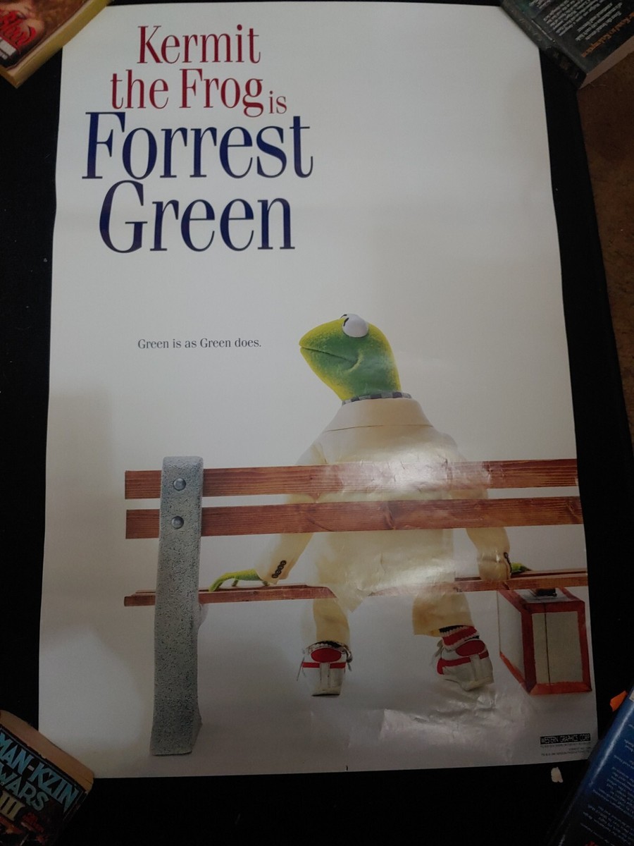 Vtg Kermit the Frog Forrest Green Gump Parody Funny 90s Movie