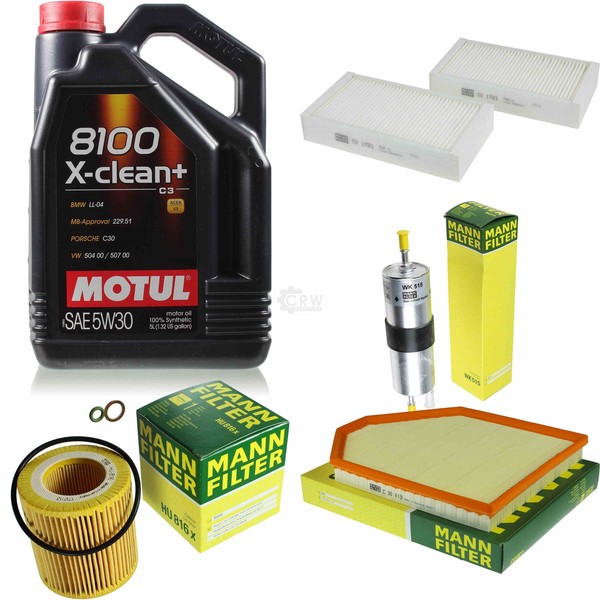 MANN-FILTER Inspektionspaket 5L Motul 5W-30 8100 X-Clean+ FüR Bmw X3 Xdrive20I-image