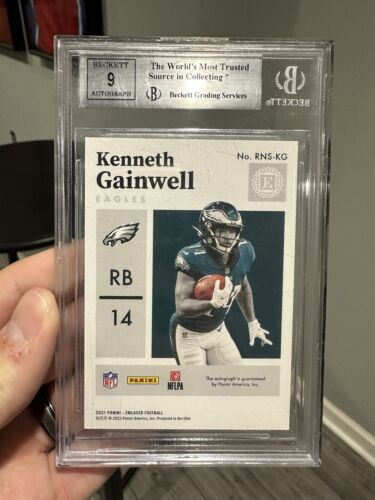 2021 Kenneth Gainwell Panini Encased Sapphire Auto 02/35 Eagles RC BGS 8.5 - 第 2/2 張圖片