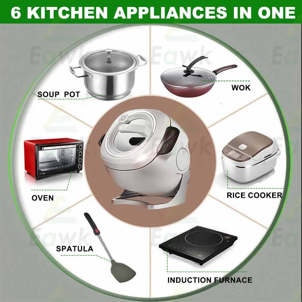 360° Rotation Electric Induction Cooker Stir Fry Automatic Food Cooking ...