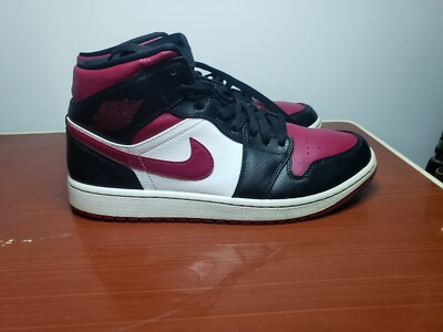 NIKE Air Jordan 1 Mid Black Nobel Red 554724-06 BBALL Basketball 