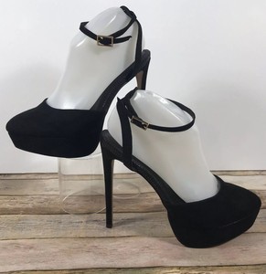 black suede stiletto pumps