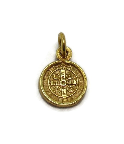 Saint Benedict (San Benito Small Medal Charm Pendant Yellow Gold - Picture 4 of 7