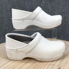 Dansko Shoes Womens 38 LT Pro Wedge Nursing Clogs White Leather Comfort Slip On