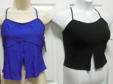 Split front camisole crisscross top shelflined metal disc back detail