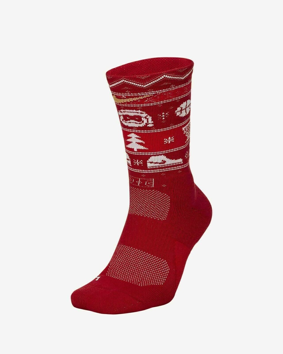Nike ELITE Crew Basketball Christmas Socks Red/White LARGE 8 Nike ELITE Crew Basketball Christmas Socks Red/White LARGE 8