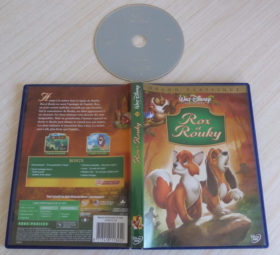 DVD WALT DISNEY GRAND CLASSIQUE ROX ET ROUKY N° 29 LOSANGE JAUNE  - Photo 1/1