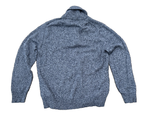 J.Crew Lambswool Shawl-Collar Sweater Large Marled Blue - Picture 2 of 4