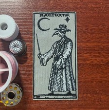 The Plague Patch Tarot Card Goth Punk Death Embroidered Iron On Patch 3.5x1.75"