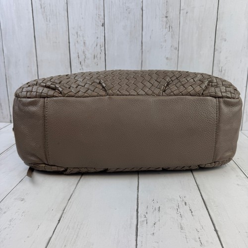 Elliott Lucca Brown Woven Leather Top Zip Shoulder Tote Bag Purse Large - Picture 9 of 15
