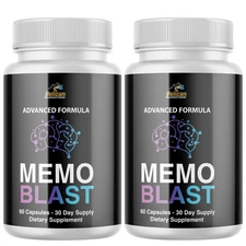 Memo Blast- Brain Support- 2 Bottles- 120 Capsules