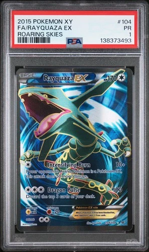 2015 POKEMON XY ROARING SKIES #104 FULL ART/RAYQUAZA EX PSA 1