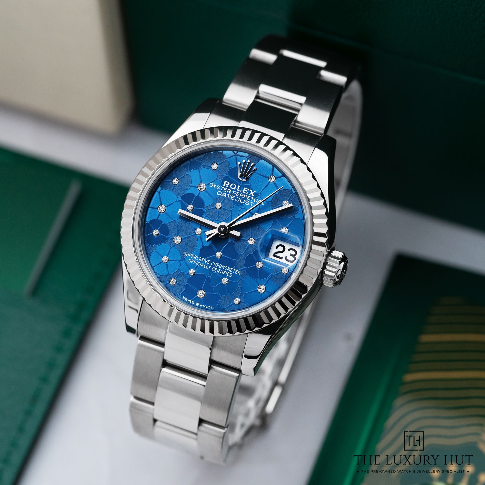Rolex Datejust 31mm 278274 - 2024, Box & Papers Azzurro Blue Floral Motif Dia...