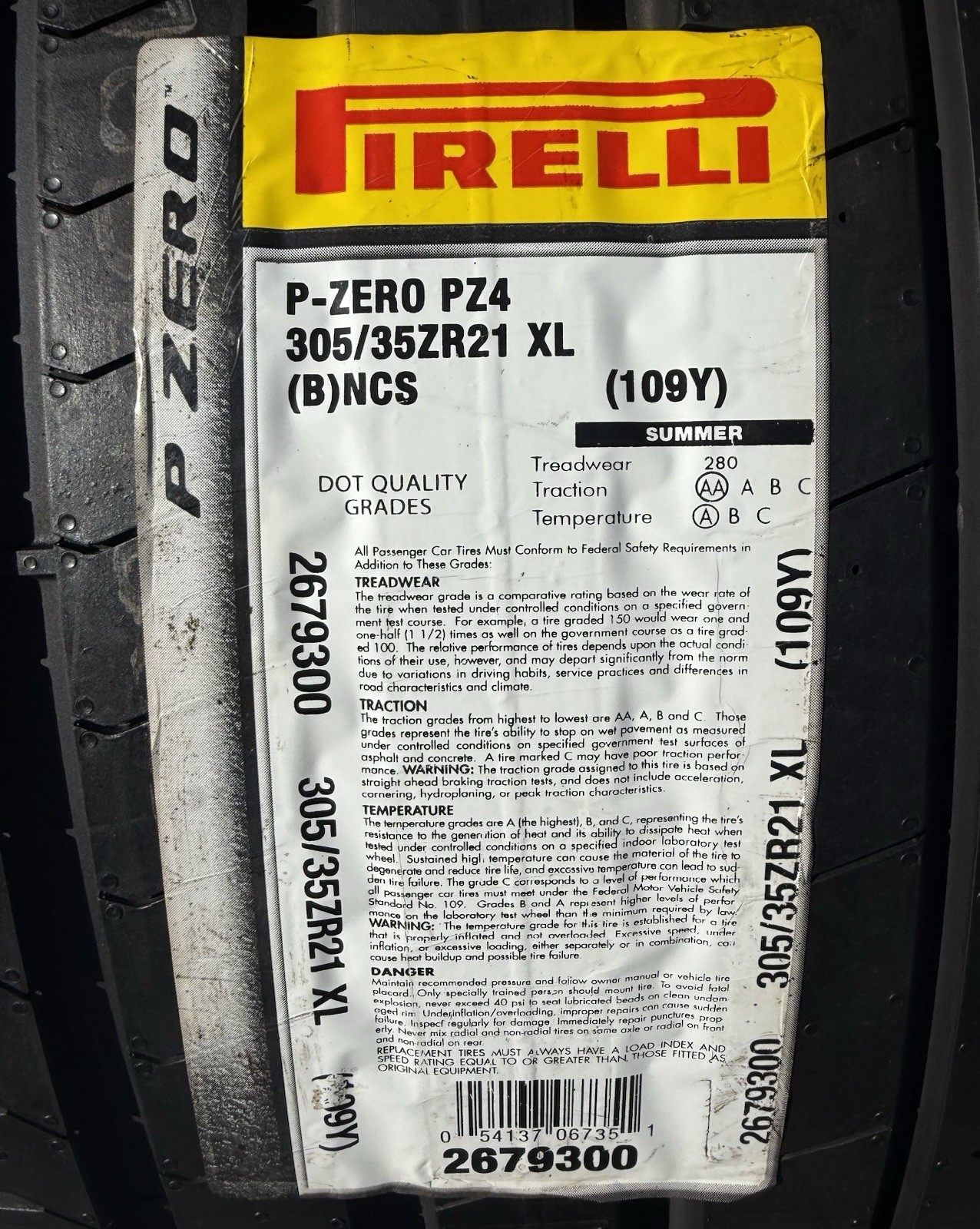 TWO BRAND NEW 305/35ZR21 (109Y) Pirelli P Zero PZ4 Luxury B Bentley PNCS Tires