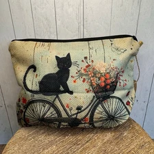 Black Cat Makeup Canvas Bag Artist Pouch Neutral Purse Accessories NEW FAST SHIP