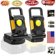 2-Pack 20V Cordless LED Work Lights with Power Bank & Multiple Modes