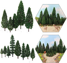 52Pcs Model Pine Trees Green Pines Plastic for Forest HO Scale Model Railway Lay