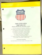 Union Pacific Twin Cities Division Employee Timetable ETT #4 2011