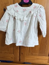 George Baby Girls Blouse Tunic Top 3-6 Months Long Sleeve Floral Ruffle