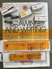ROTRING TECHNICAL DRAWING LOT incl PEN NIBS,CARTRIDGES,LETTER STENCILS & BOOKLET