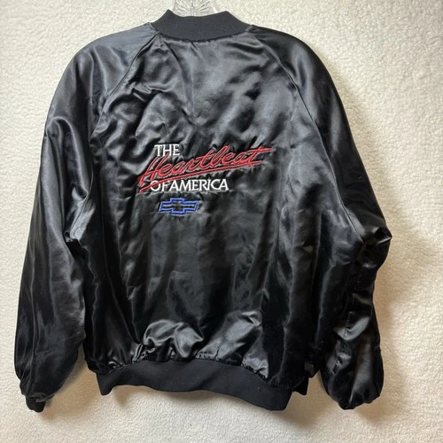 Chevrolet Nylon Jacket The Heartbeat Of America Mens Large Satin Vintage Black video thumbnail