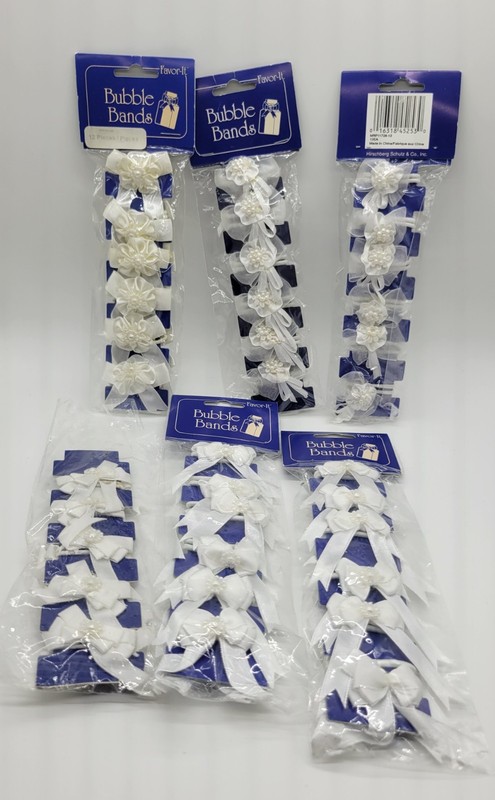 Bubble Bands Elastic Ribbon Bow Party Favor Lot NIP+ Wedding Shower Christening