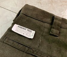 NOS Vintage 1960's Green Corduroy Pants Slim Fit Sta Prest 30 32 USA Ivy Mod NWT